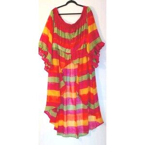 Size 26/28 Off Shoulder Colorful Hi/Lo Maxi Resort Swim Suit Cover - Ashley...